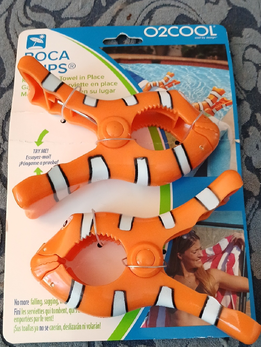 Kids Swim Towel Clips - Orange Fish Design